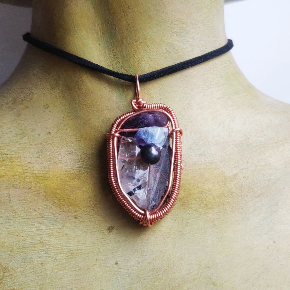 SOLD: Quartz and Amethyst wire wrap